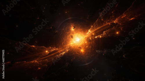 Radiant Orange Sci-Fi Phenomenon on Dark Canvas