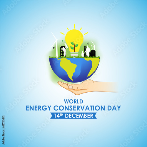 Vector illustration of Energy Conservation Day social media feed template