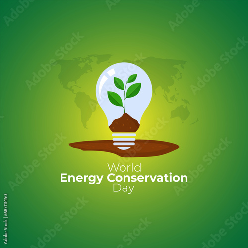 Vector illustration of Energy Conservation Day social media feed template