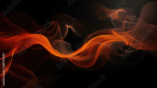 Artistic Swirls of Black and Orange in Abstract Wallpaper