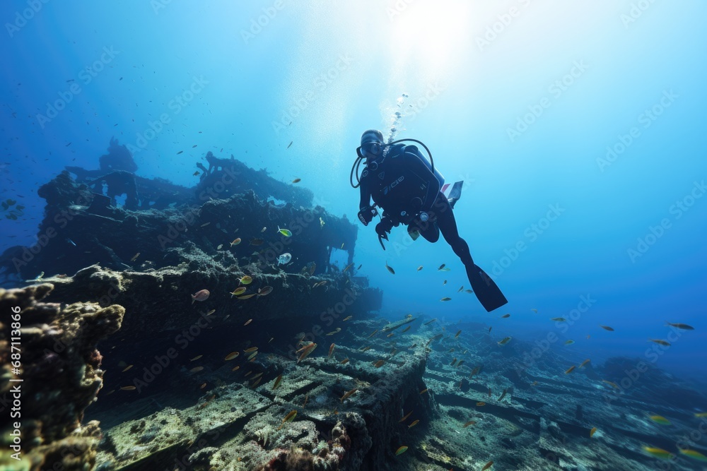 photo of a diver under the sea photo of a diver under the sea