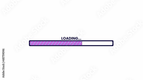 80s retro stripes loading bar line 2D object animation. 90s style web loader flat color cartoon 4K video, alpha channel. Groovy y2k vintage striped progress bar animated item on white background photo