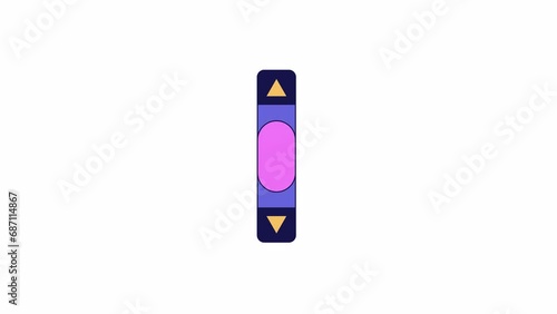 Vertical scroll bar y2k line 2D object animation. Retro 80s slider control flat color cartoon 4K video, alpha channel. Old fashioned style scroller web scrollbar animated item on white background