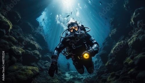 Wallpaper Mural photo of a diver under the sea Torontodigital.ca