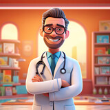 3d cartoon Character of Doctor