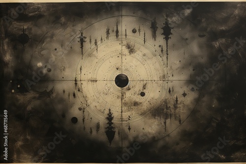 Ancient Prophecy: Thales Predicting a Solar Eclipse in a Painting on Old Paper photo