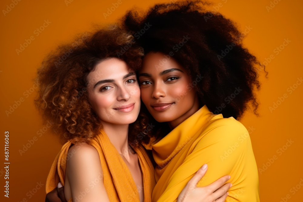 couple of girls, mixed races, African American and Caucasian couple of girls, mixed races, African American and Caucasian