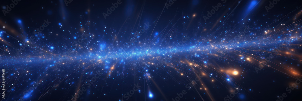 Abstract Dark Blue Background with Glowing Particles Stock Illustration ...