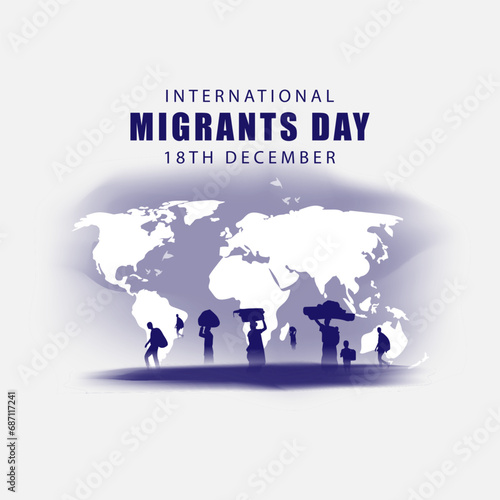 Vector illustration of International Migrants Day social media feed template