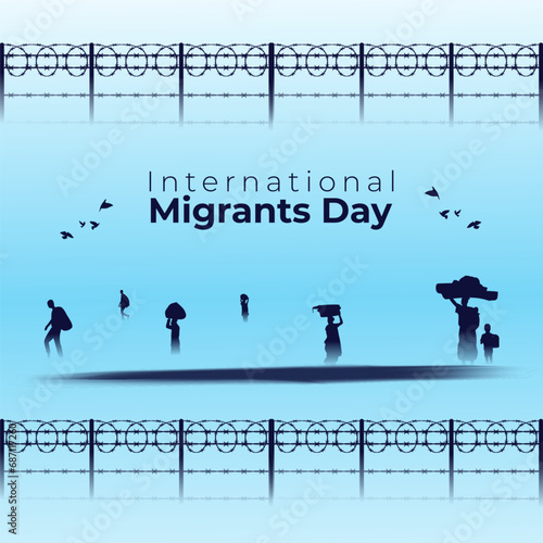 Vector illustration of International Migrants Day social media feed template