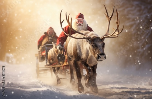 Santa Claus and his sleigh and reindeers © misu