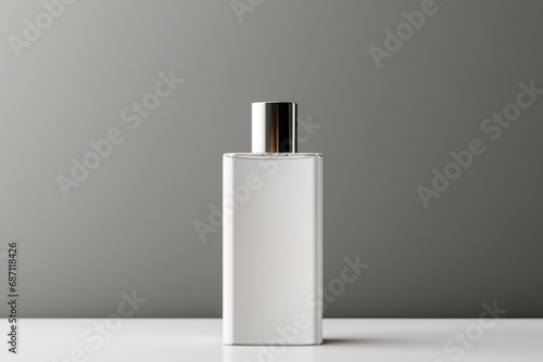 A sleek skincare bottle captured in high definition, highlighting copyspace on blank labels for your unique design. Copyspace on blank labels.