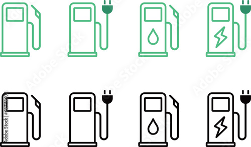 ガソリンスタンドや電気自動車充電のアイコン