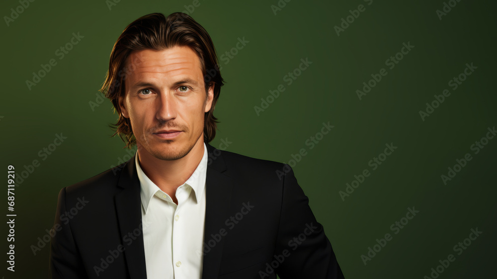 Central European man, 30s, tousled brown hair, suit Central European man, 30s, tousled brown hair, suit