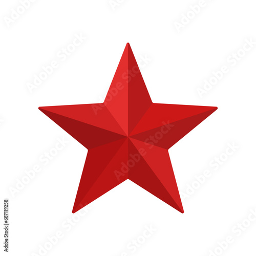 A decorative red star isolated on transparent background