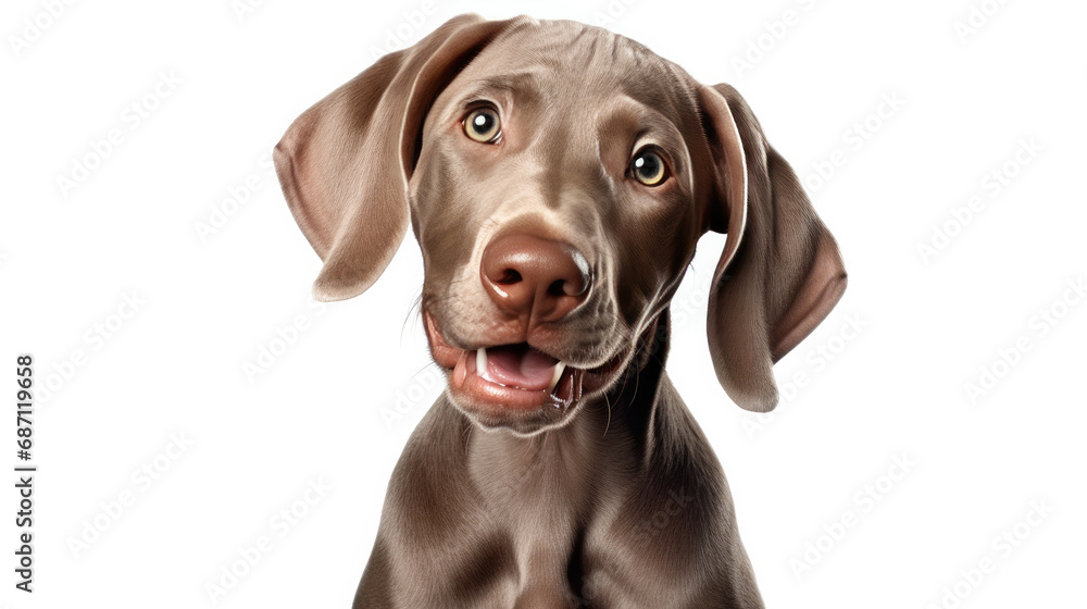 Smiling Weimaraner Puppy on Clear Background