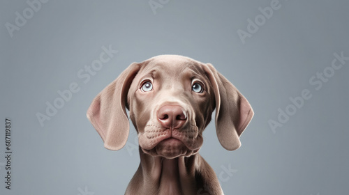 Smiling Weimaraner on Solid Background  Playful and Happy