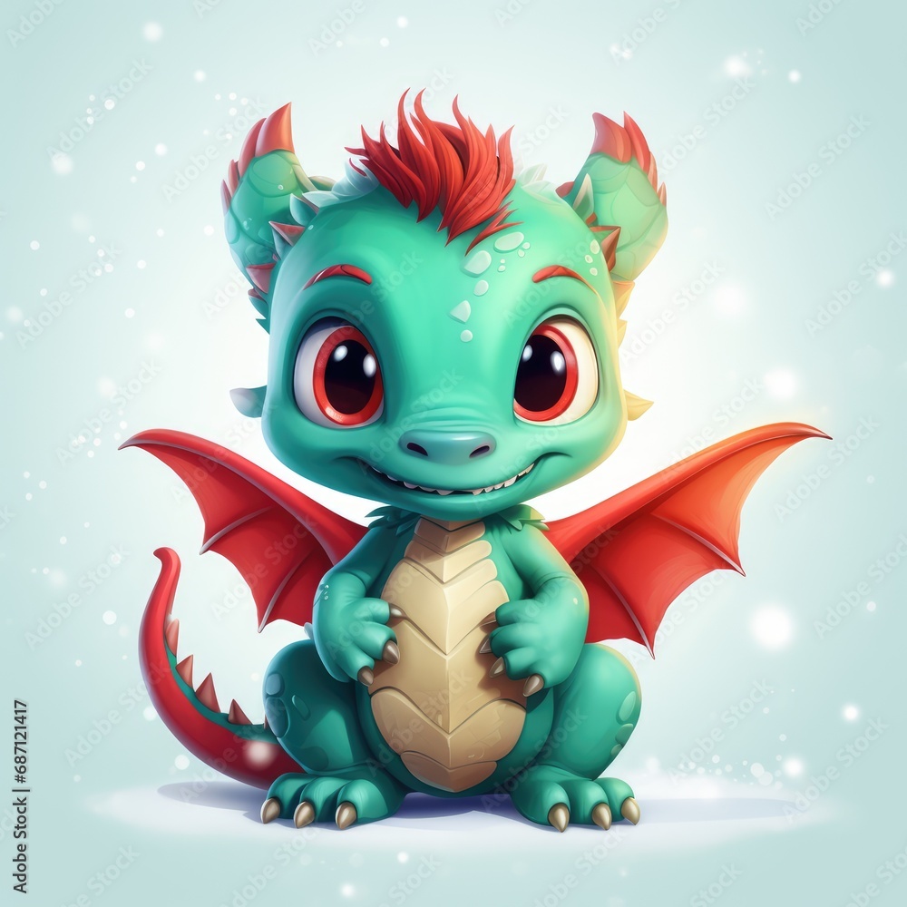 Beautiful cute magic dragon with big kind eyes. A wonderful and sweet character. Beautiful cute magic dragon with big kind eyes. A wonderful and sweet character.