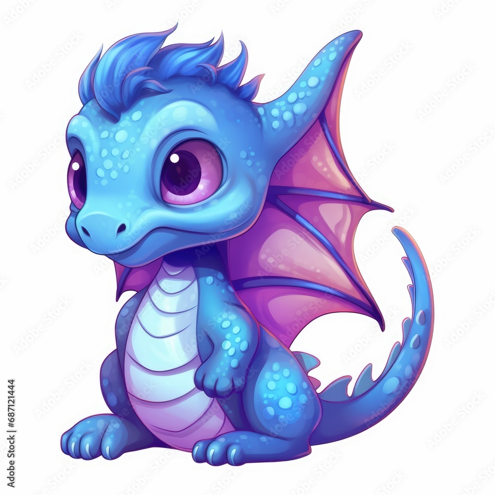 Beautiful cute magic dragon with big kind eyes. A wonderful and sweet character.