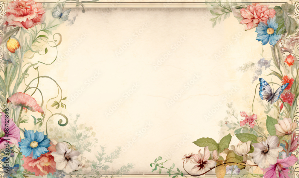 Bouquet of beautiful flowers on a cream background. Floral background. Vintage old fashioned style. Natural pattern for wallpaper or greeting card Bouquet of beautiful flowers on a cream background. Floral background. Vintage old fashioned style. Natural pattern for wallpaper or greeting card