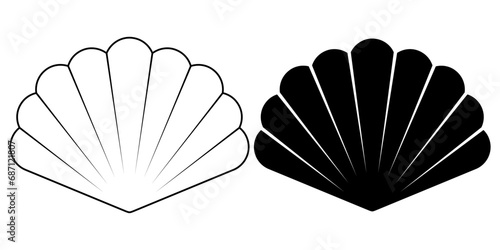 outline silhouette seashell icon set isolated on white background photo