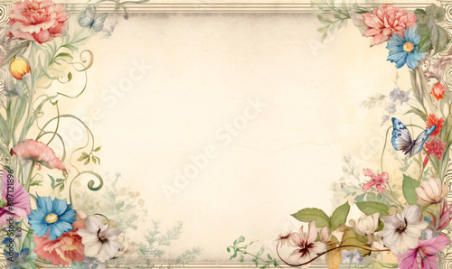 Bouquet of beautiful flowers on a cream background. Floral background. Vintage old fashioned style. Natural pattern for wallpaper or greeting card