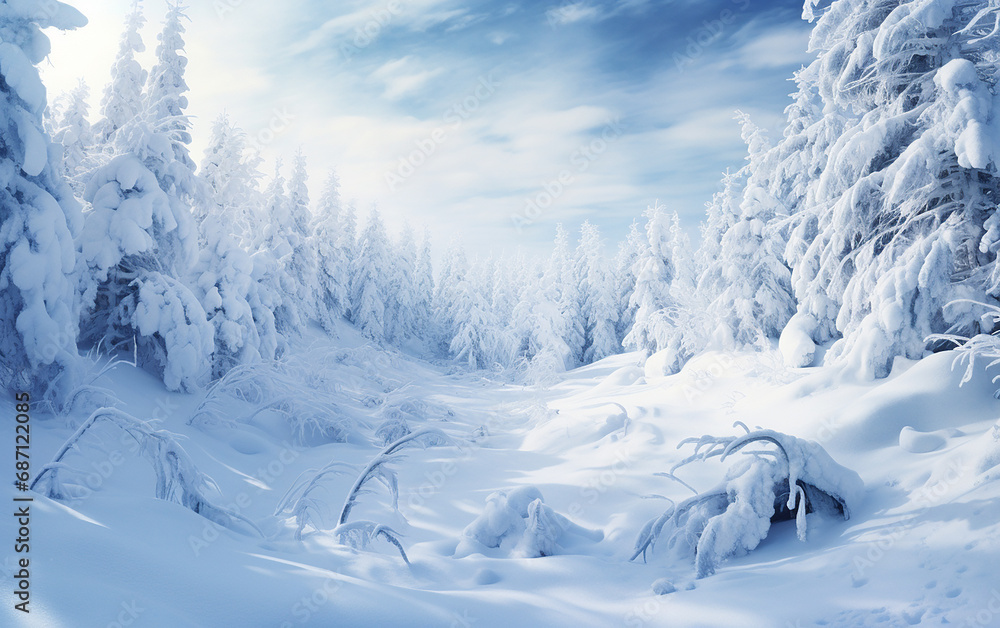 Campo de neve, inverno, neve, floresta, árvore