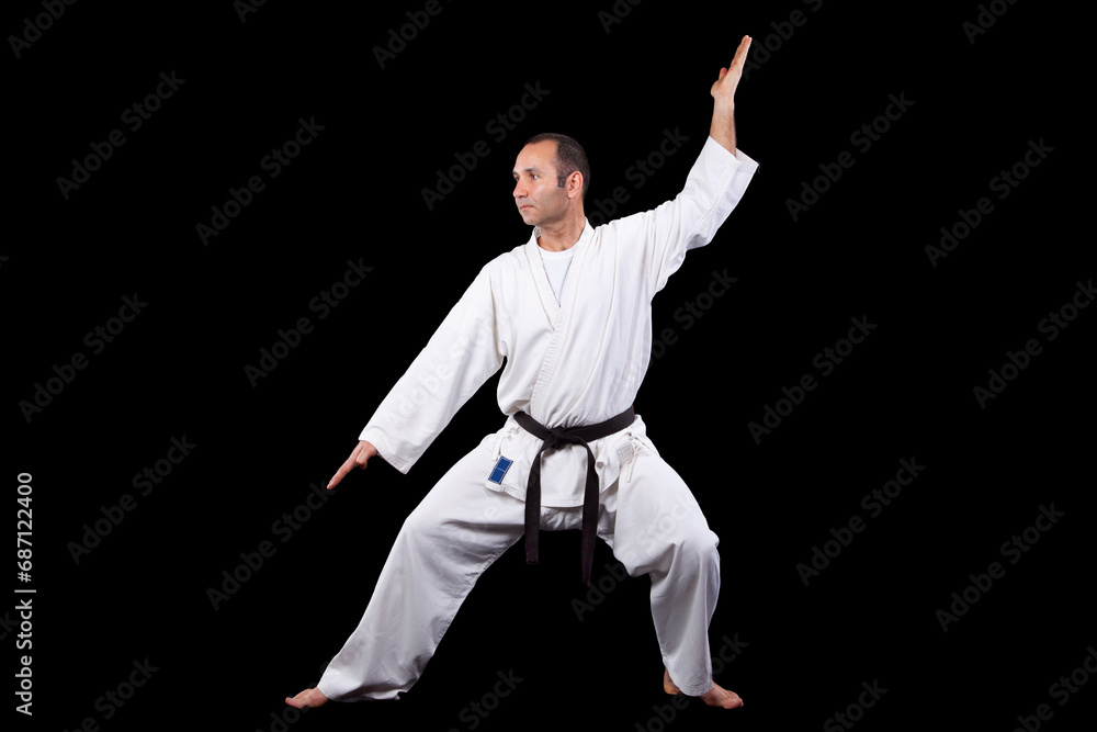 Karate man with back background Karate man with back background