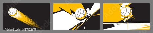 Set of volleyball abstract background design. Sports concept