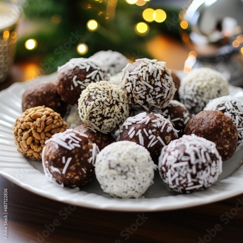 delicious rum balls with coconut topping