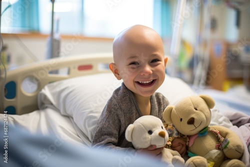 Photo of a smiling patient with bald hair