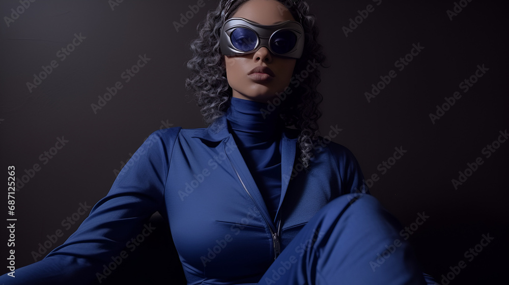 Fototapeta premium a black model in blue scandinavian costume 