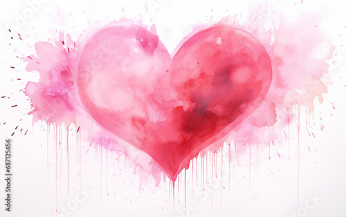 coração abstrato aquarela rosa  photo