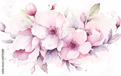 flores abstrato aquarela rosa