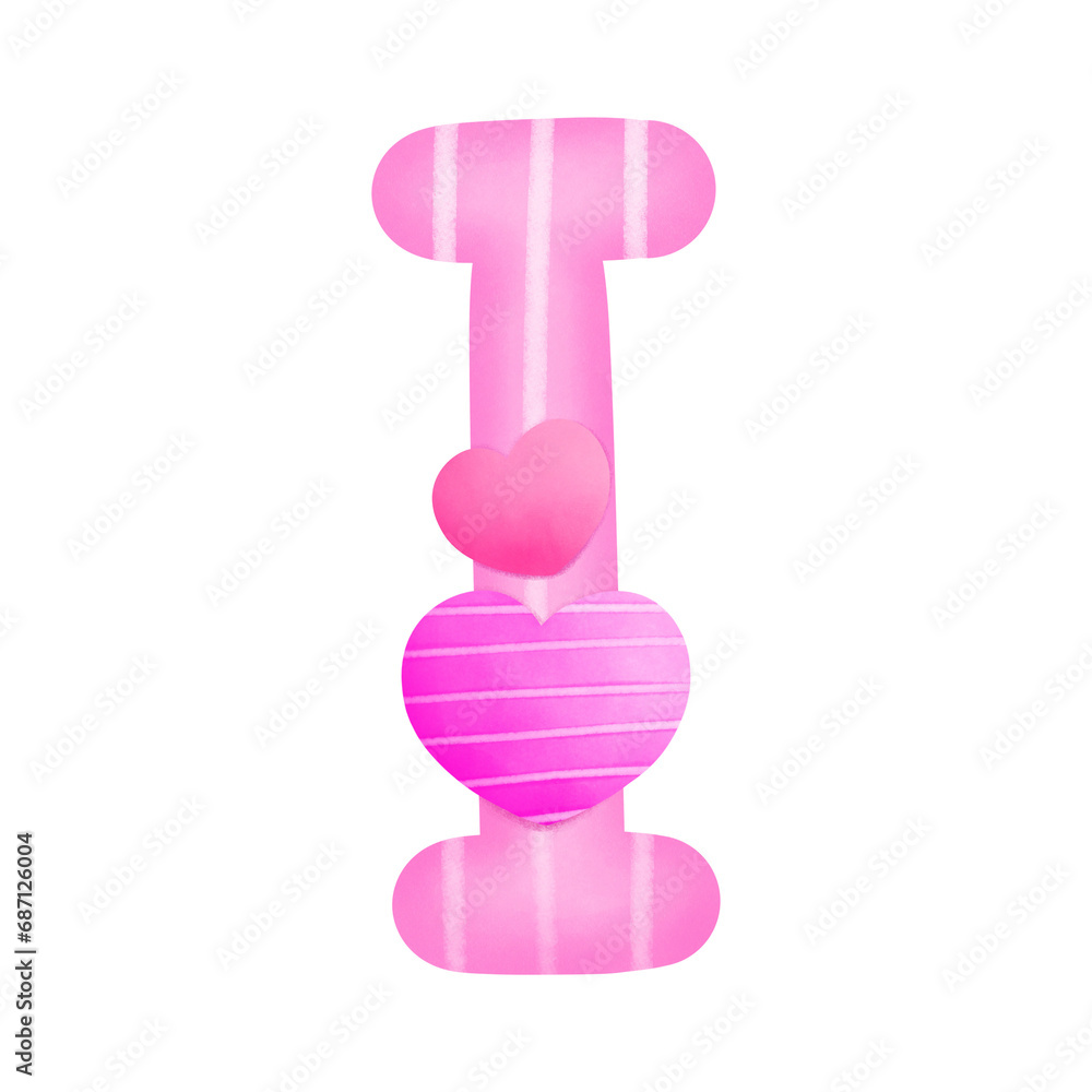Set of illustrations alphabet A-Z and numbers 0-9, Pink Valentine's Day theme with cute hearts. Set of illustrations alphabet A-Z and numbers 0-9, Pink Valentine's Day theme with cute hearts.