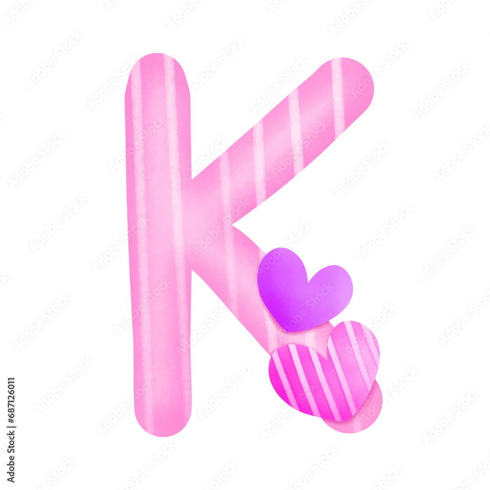 Set of illustrations alphabet A-Z and numbers 0-9, Pink Valentine's Day theme with cute hearts. Set of illustrations alphabet A-Z and numbers 0-9, Pink Valentine's Day theme with cute hearts.