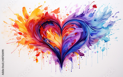 coração abstrato aquarela colorido  photo