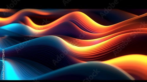 abstract background with smooth wavy lines in blue and orange colors