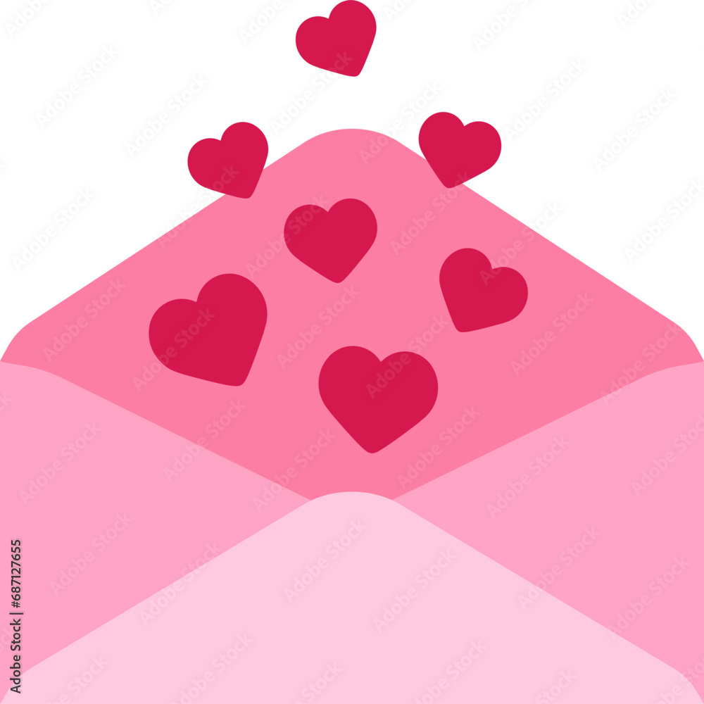 Valentine's Day envelope flat icon. Valentine love letter pattern.