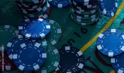 Gambling Red Dice and Casino Money Chips