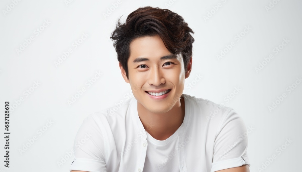Portrait of handsome happy smiling asian man on white background Portrait of handsome happy smiling asian man on white background