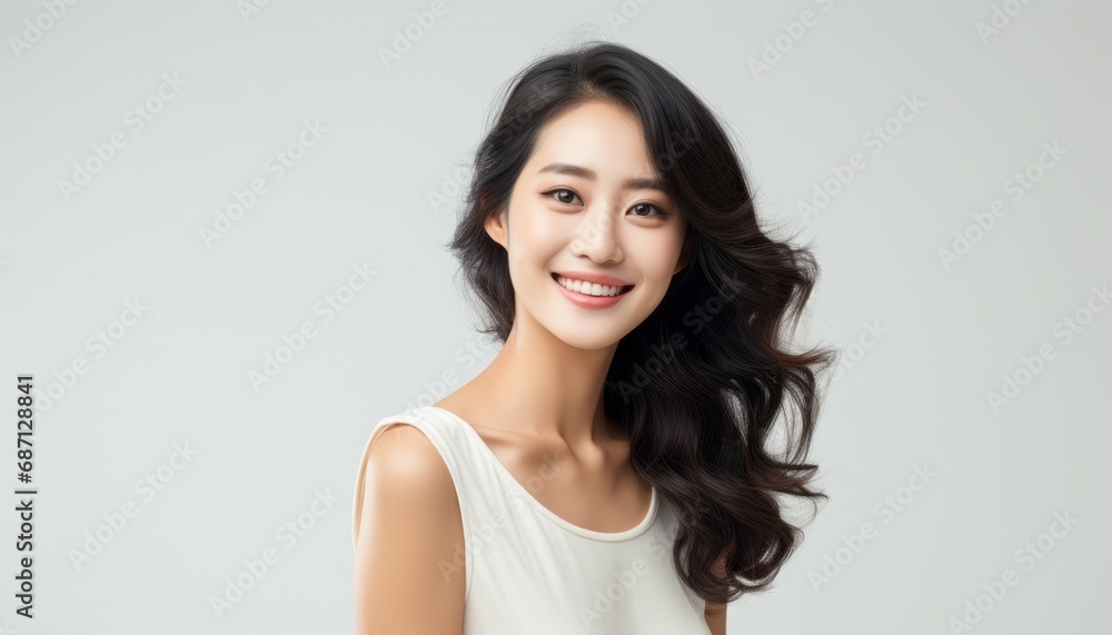 Young beautiful asian woman on white background Young beautiful asian woman on white background