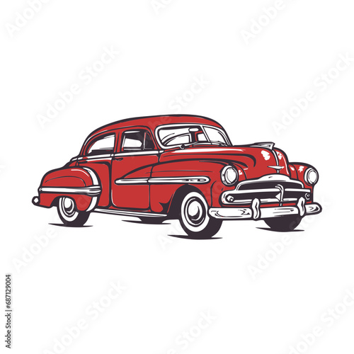 Vector Illustration of a Classic car with lines drawing for logo icon  black and white 