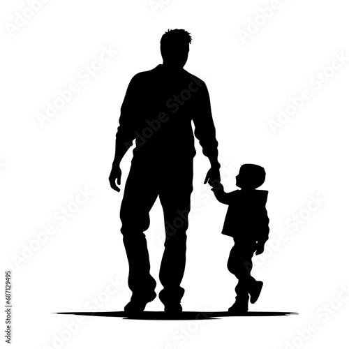  Father and son. Vector silhouette isolated on white background illustration for fathers day