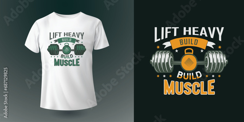 T-shirt design for gym, Creative gym tee shirt, Stylish typography apparel for body builder people, New fitness t-shirt design vector illustration print concept. 