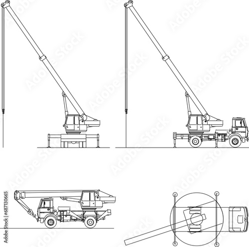 Vector sketch illustration design of multi-storey building construction car carrying goods