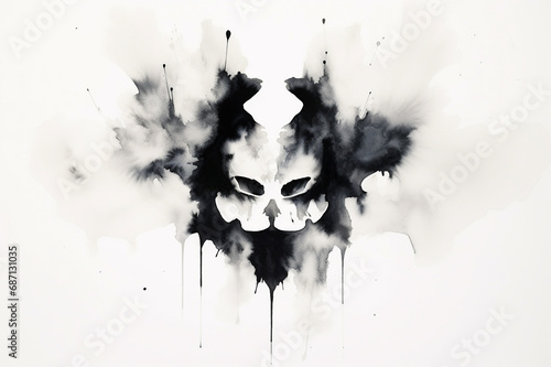 Rorschach inkblot test illustration, projective psychological test photo