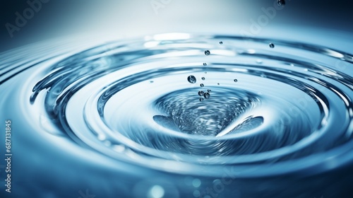 A close-up of a water droplet splashing into a pool, creating ripples that capture the essence of fluid motion.