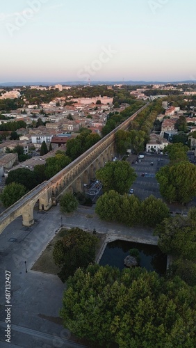 drone photo Saint-Clément aqueduct, Aqueduc Saint-Clément Montpellier France Europe