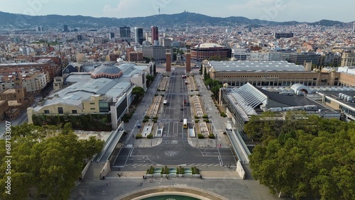 drone photo Plaça d'Espanya Barcelona Spain Europe